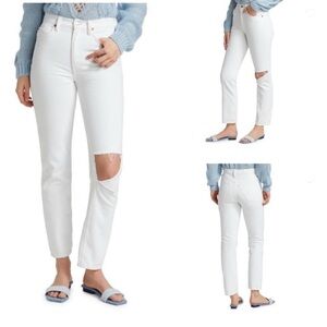 RE/DONE 70s Stovepipe High Rise Straight Leg Jeans White Vintage-Inspired Denim